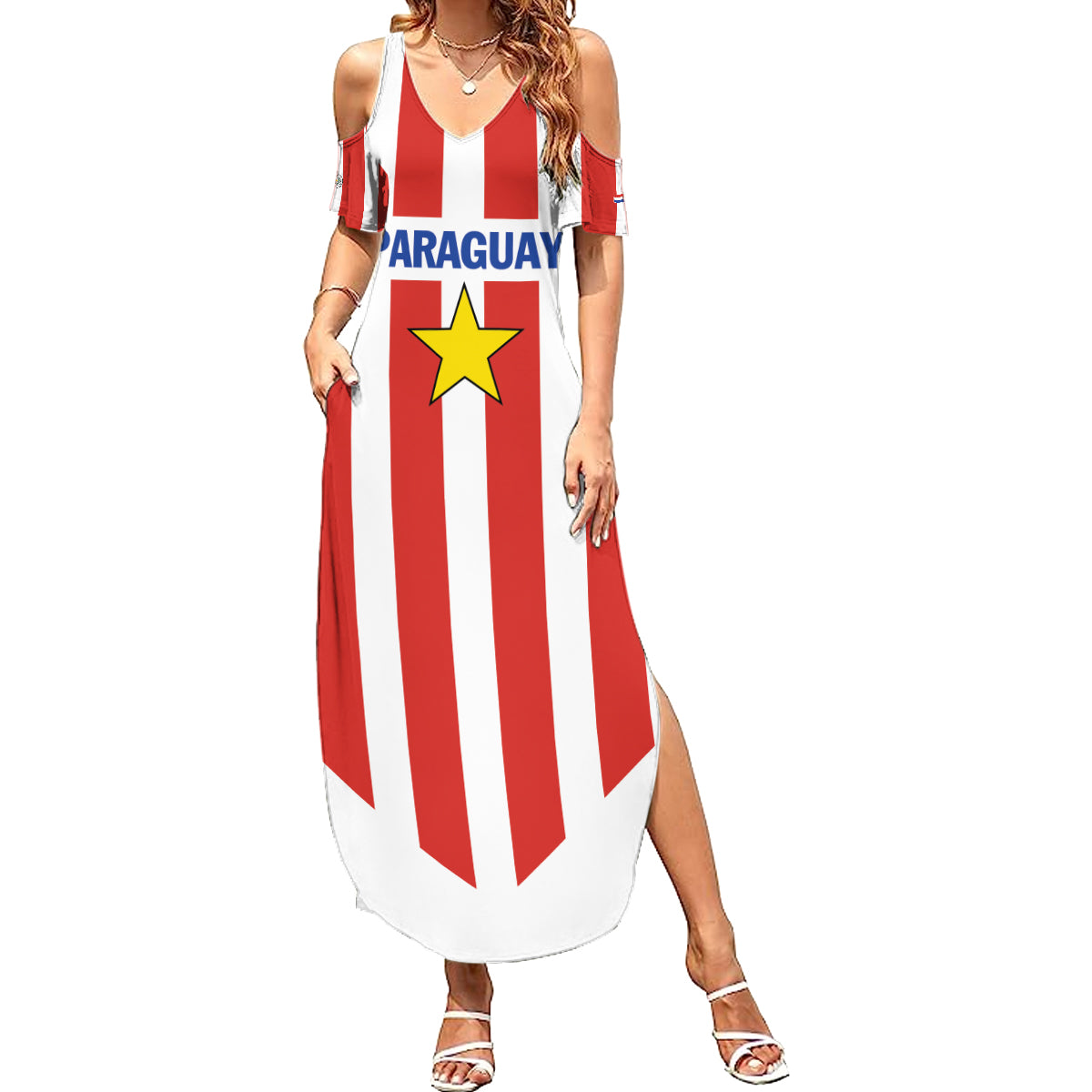 Personalized Paraguay 2024 Football Summer Maxi Dress Come On La Albirroja - Wonder Print Shop