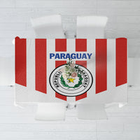 Paraguay 2024 football tablecloth in white with central crest and red stripe design
