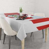 Paraguay football tablecloth with red-and-blue stripe pattern and crest at center