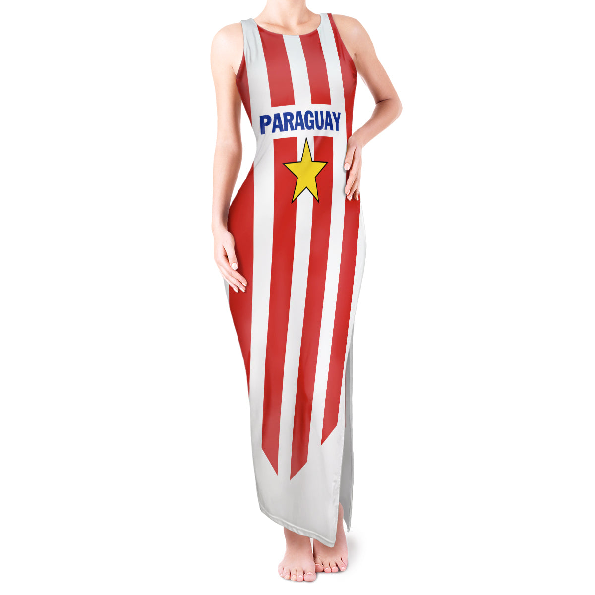 Personalized Paraguay 2024 Football Tank Maxi Dress Come On La Albirroja - Wonder Print Shop