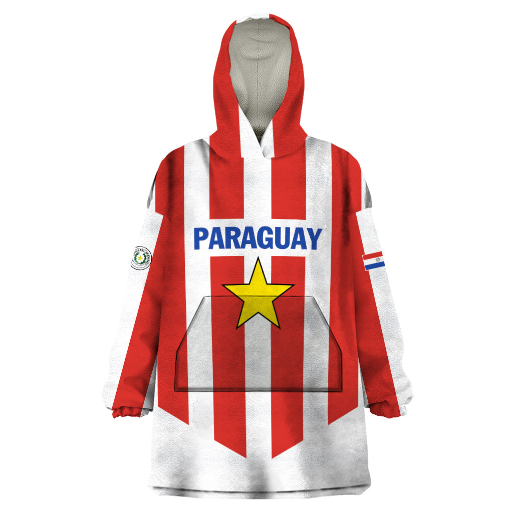 Personalized Paraguay 2024 Football Wearable Blanket Hoodie Come On La Albirroja - Wonder Print Shop