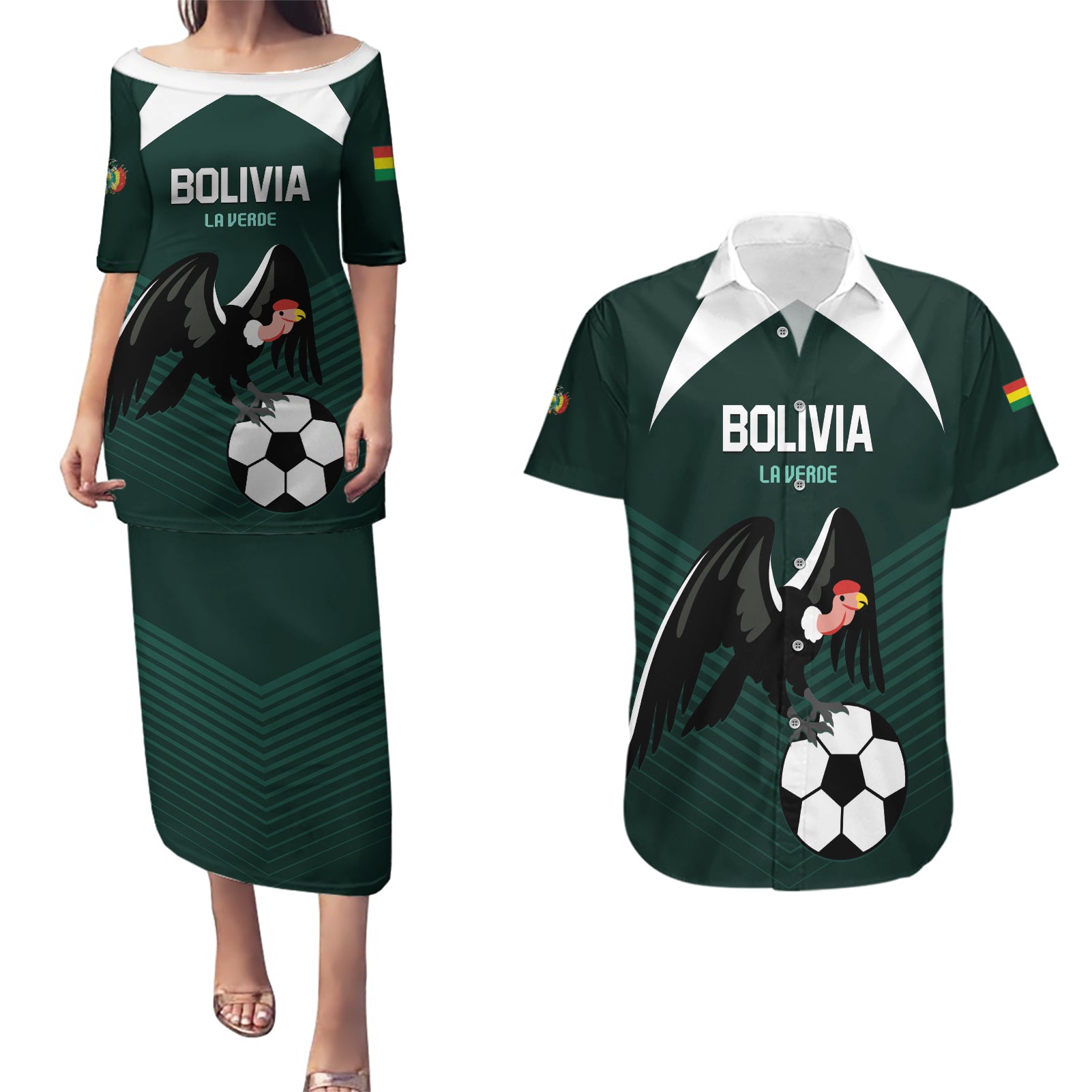 Personalized Bolivia 2024 Football Couples Matching Puletasi and Hawaiian Shirt La Verd Go Champion - Wonder Print Shop