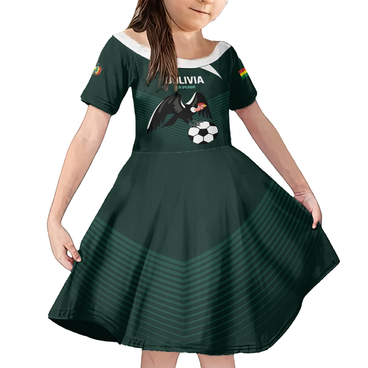 Personalized Bolivia 2024 Football Kid Short Sleeve Dress La Verd Go Champion - Wonder Print Shop