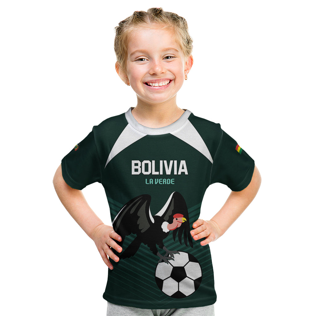 Personalized Bolivia 2024 Football Kid T Shirt La Verd Go Champion - Wonder Print Shop