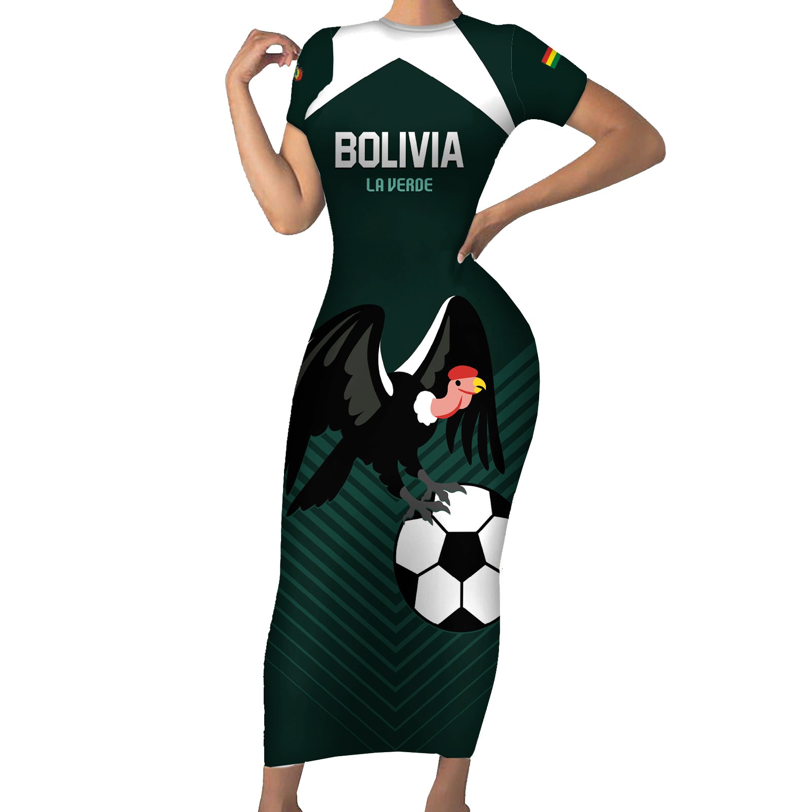 Personalized Bolivia 2024 Football Short Sleeve Bodycon Dress La Verd Go Champion - Wonder Print Shop