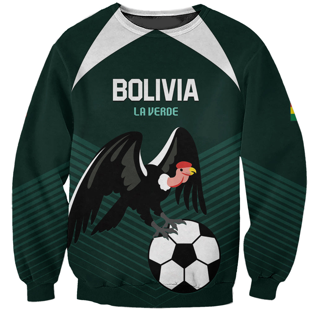 Green Bolivia football sweatshirt with raglan sleeves, 'BOLIVIA LA VERDE' and eagle-ball graphic