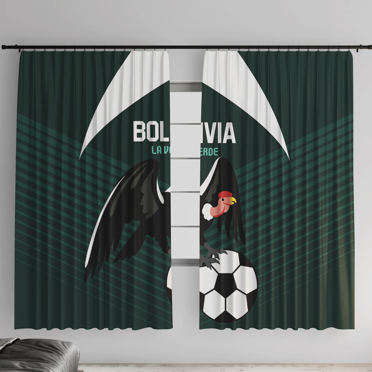 Bolivia 2024 Football Window Curtain La Verd Go Champion - Wonder Print Shop