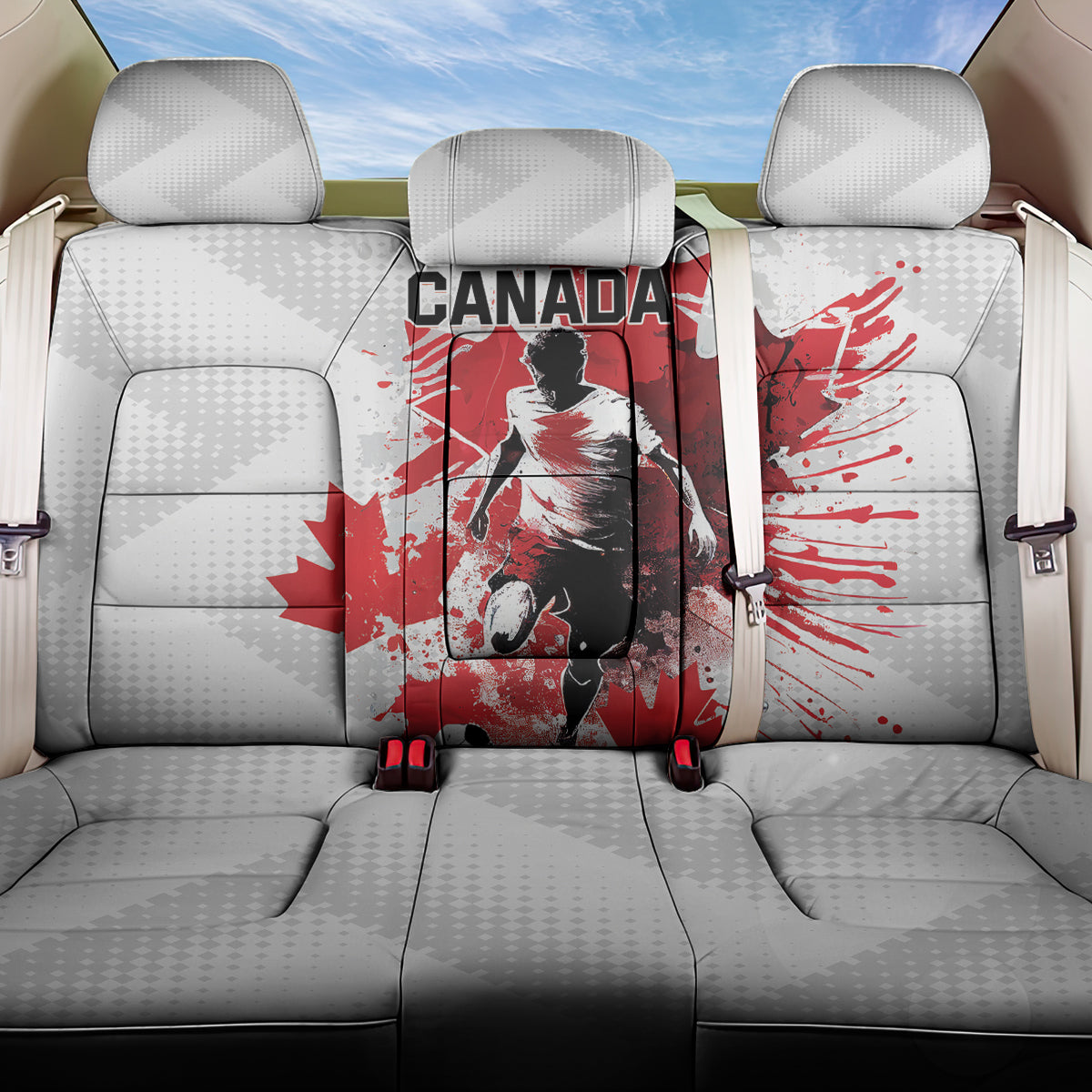 Canada 2024 Soccer Back Car Seat Cover Canadian Player Maple Leaf - Wonder Print Shop