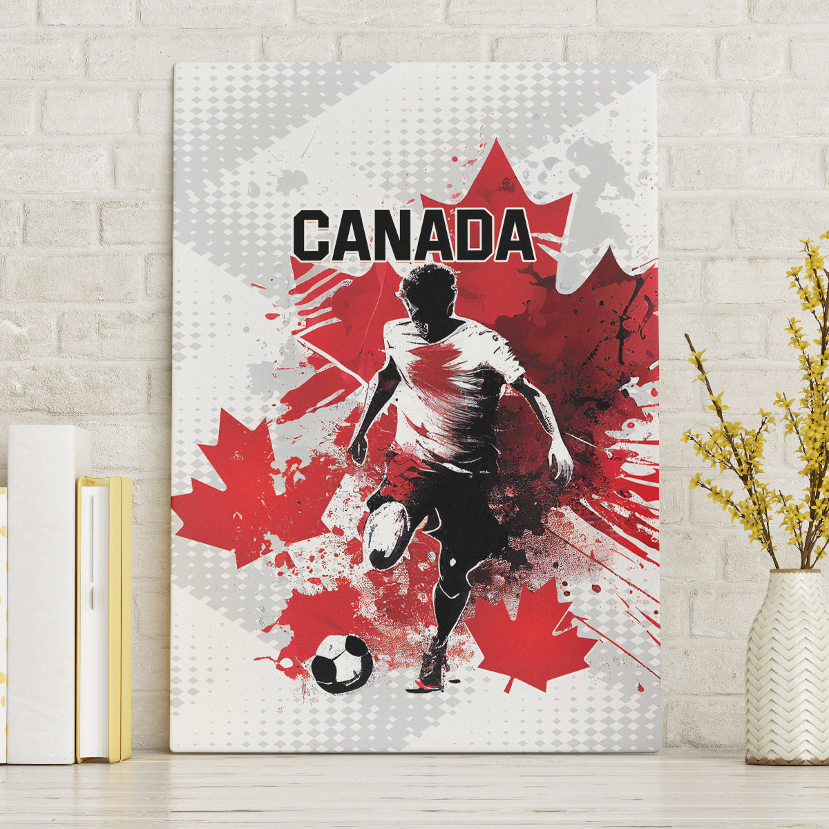 Canada 2024 Soccer Canvas Wall Art Canadian Player Maple Leaf - Wonder Print Shop