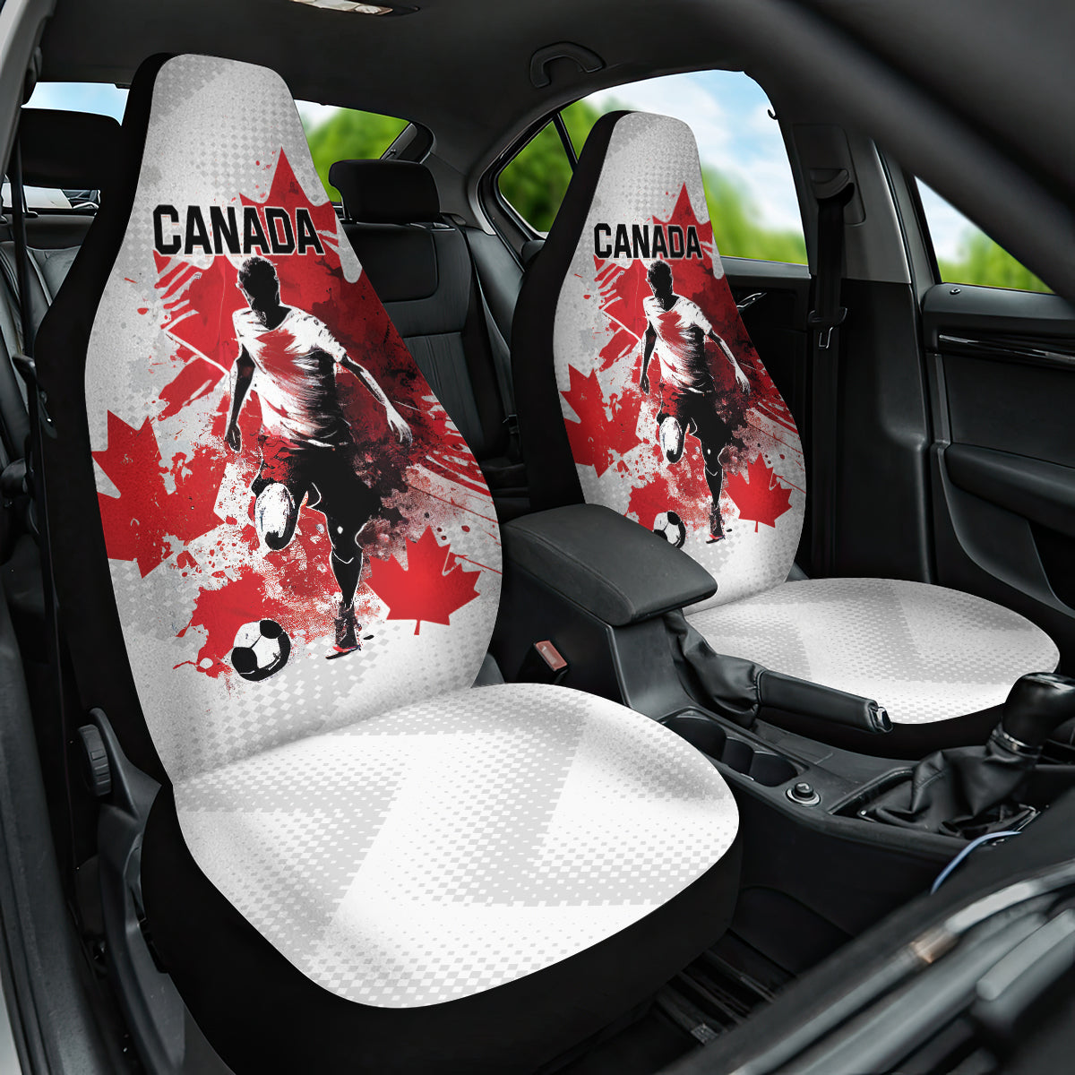 Canada 2024 Soccer Car Seat Cover Canadian Player Maple Leaf - Wonder Print Shop