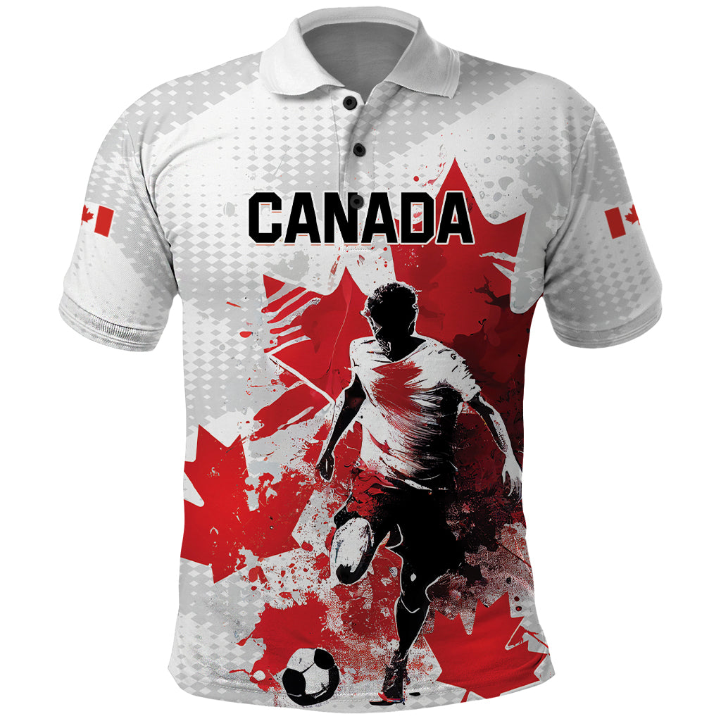 Personalized Canada 2024 Soccer Polo Shirt Canadian Player Maple Leaf - Wonder Print Shop