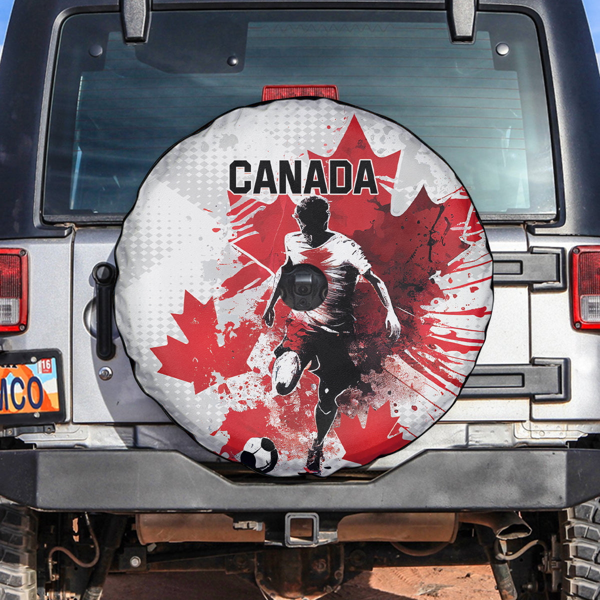 Canada 2024 Soccer Spare Tire Cover Canadian Player Maple Leaf