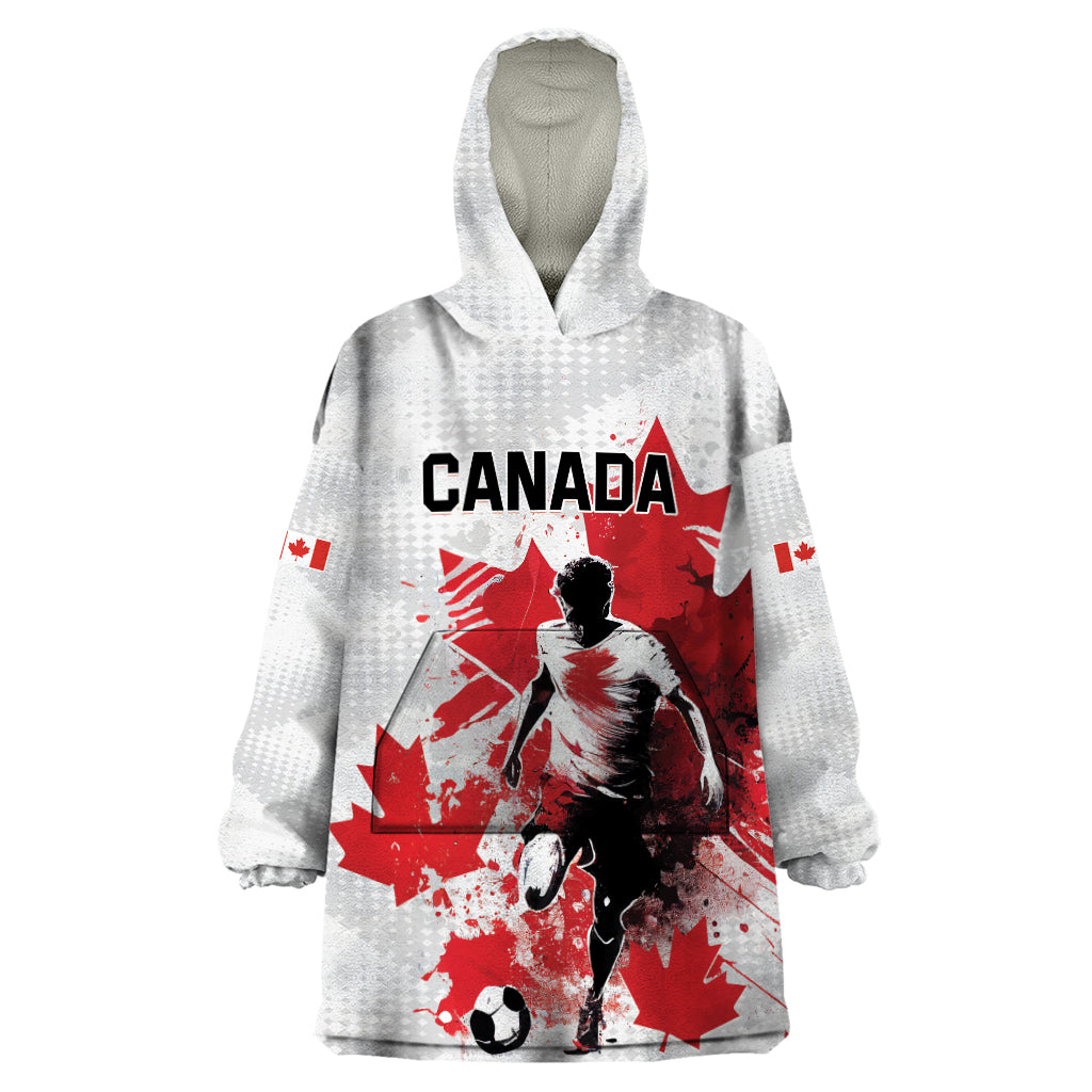 Personalized Canada 2024 Soccer Wearable Blanket Hoodie Canadian Player Maple Leaf - Wonder Print Shop