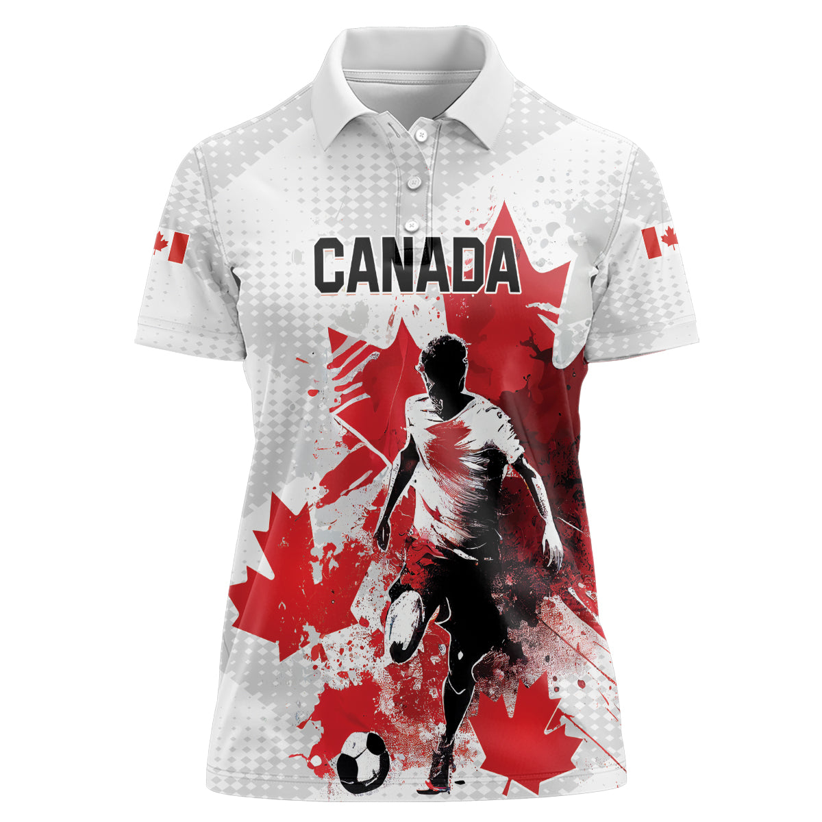 Personalized Canada 2024 Soccer Women Polo Shirt Canadian Player Maple Leaf - Wonder Print Shop