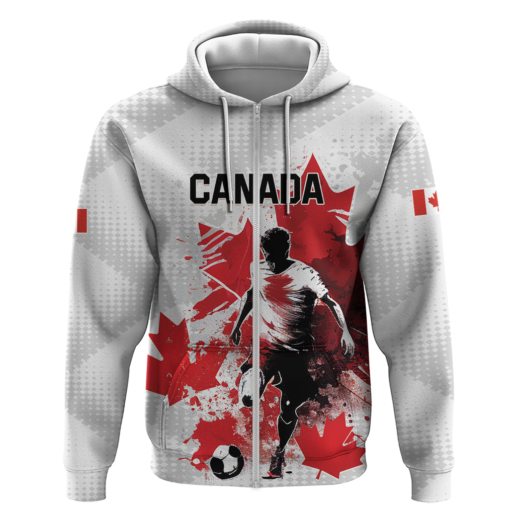 Personalized Canada 2024 Soccer Zip Hoodie Canadian Player Maple Leaf - Wonder Print Shop