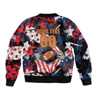 Custom American Football Grunge Sleeve Zip Bomber Jacket Special Version - Wonder Print Shop