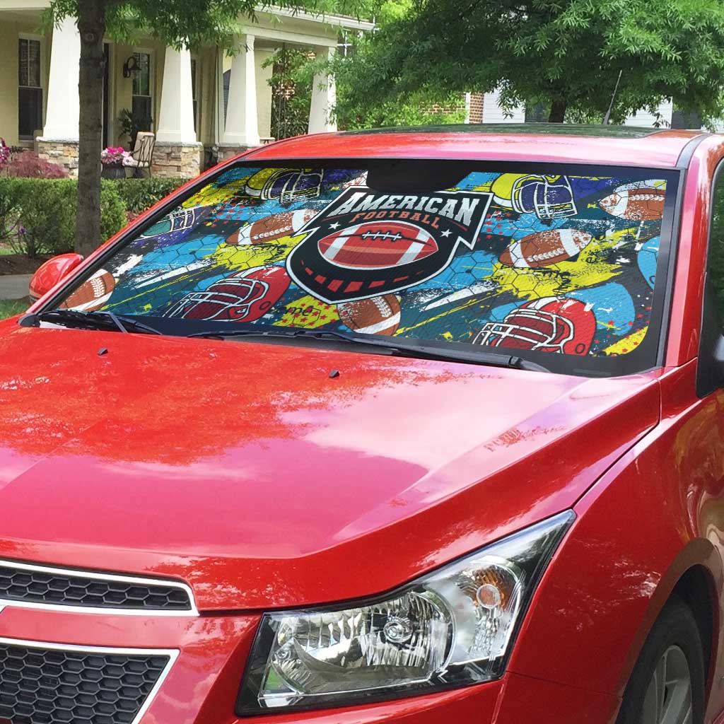 American Football Graffiti Auto Sun Shade Unique Style - Wonder Print Shop