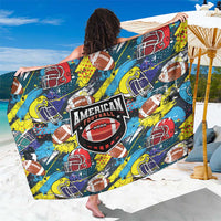 Multicolor football graffiti sarong with helmet and American Football logo print