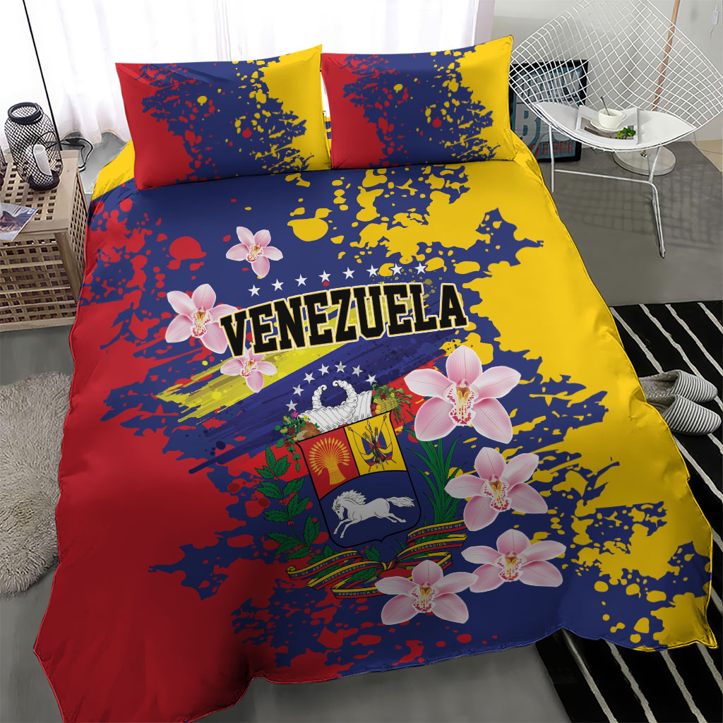 Venezuela Orchid Cattleya Mossiae Bedding Set Flag Color Inspired