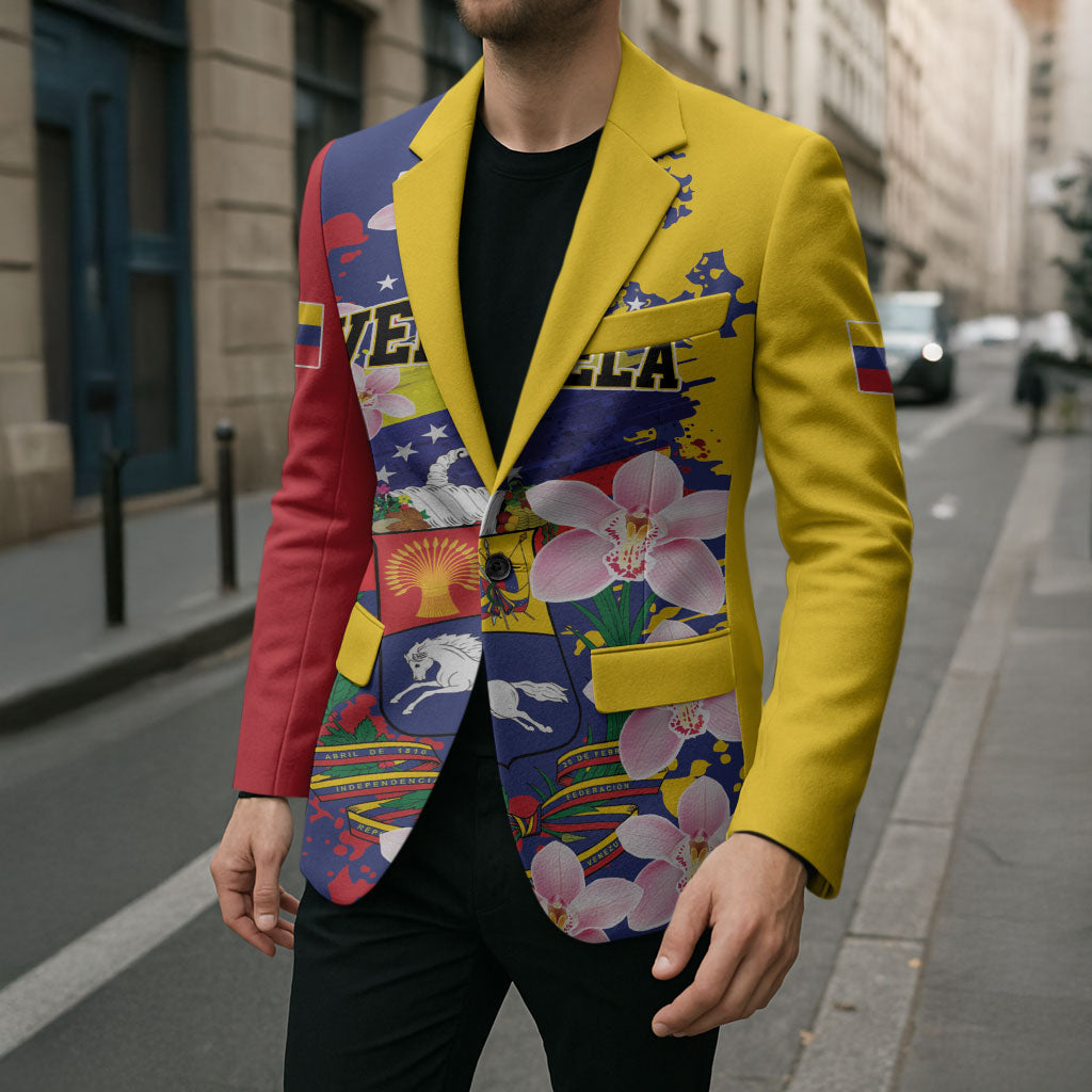 Personalized Venezuela Orchid Cattleya Mossiae Blazer Flag Color Inspired