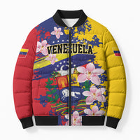 Personalized Venezuela Orchid Cattleya Mossiae Bomber Puffer Jacket Flag Color Inspired