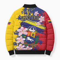 Personalized Venezuela Orchid Cattleya Mossiae Bomber Puffer Jacket Flag Color Inspired