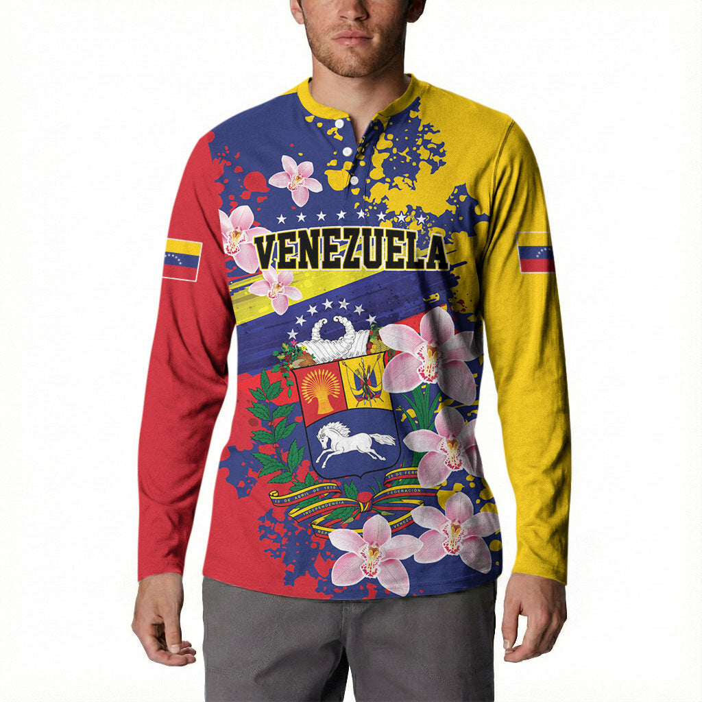 Personalized Venezuela Orchid Cattleya Mossiae Button Sweatshirt Flag Color Inspired