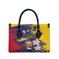 Venezuela Orchid Cattleya Mossiae Leather Bag Flag Color Inspired