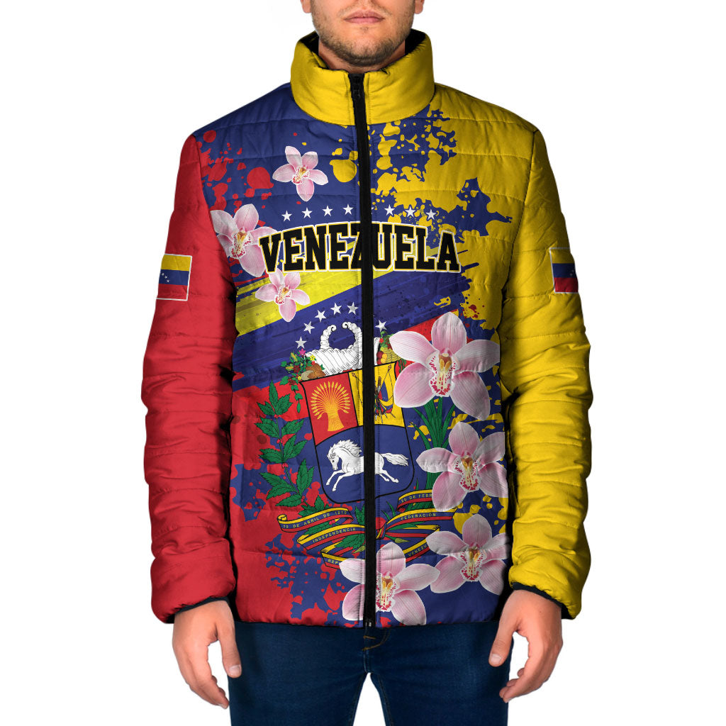 Personalized Venezuela Orchid Cattleya Mossiae Padded Jacket Flag Color Inspired