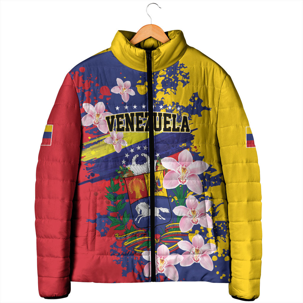 Personalized Venezuela Orchid Cattleya Mossiae Padded Jacket Flag Color Inspired