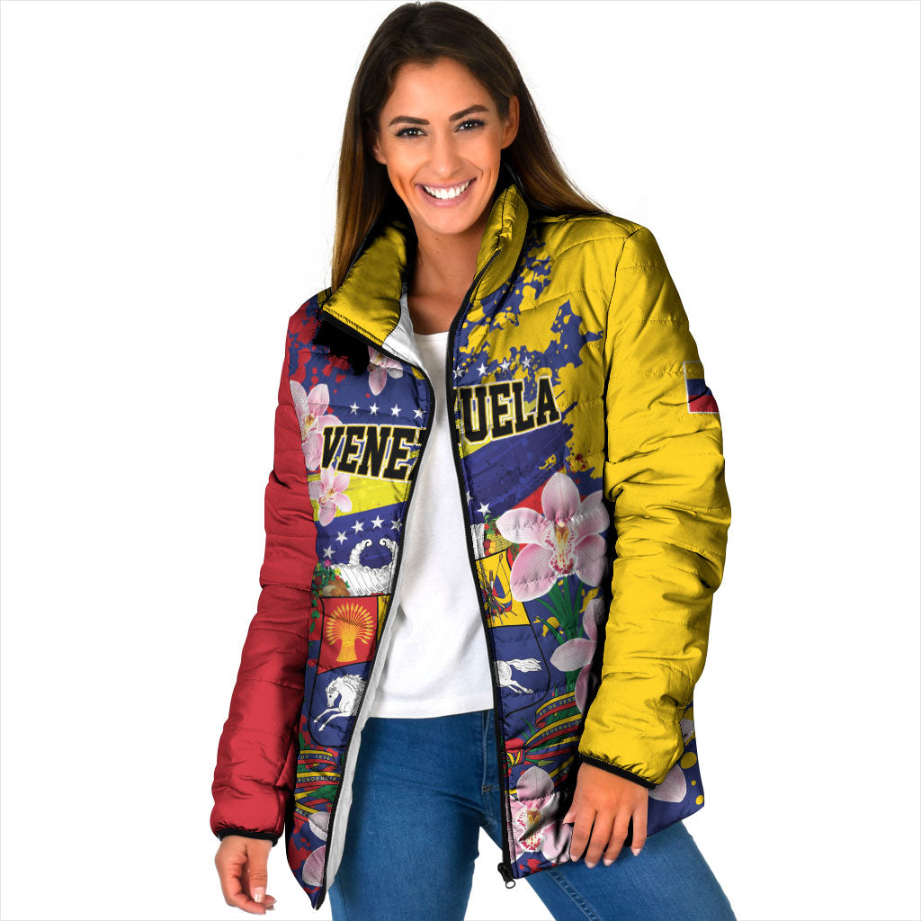Personalized Venezuela Orchid Cattleya Mossiae Padded Jacket Flag Color Inspired