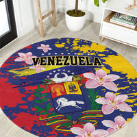 Venezuela Orchid Cattleya Mossiae Round Carpet Flag Color Inspired