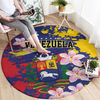 Venezuela Orchid Cattleya Mossiae Round Carpet Flag Color Inspired