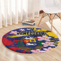 Venezuela Orchid Cattleya Mossiae Round Carpet Flag Color Inspired
