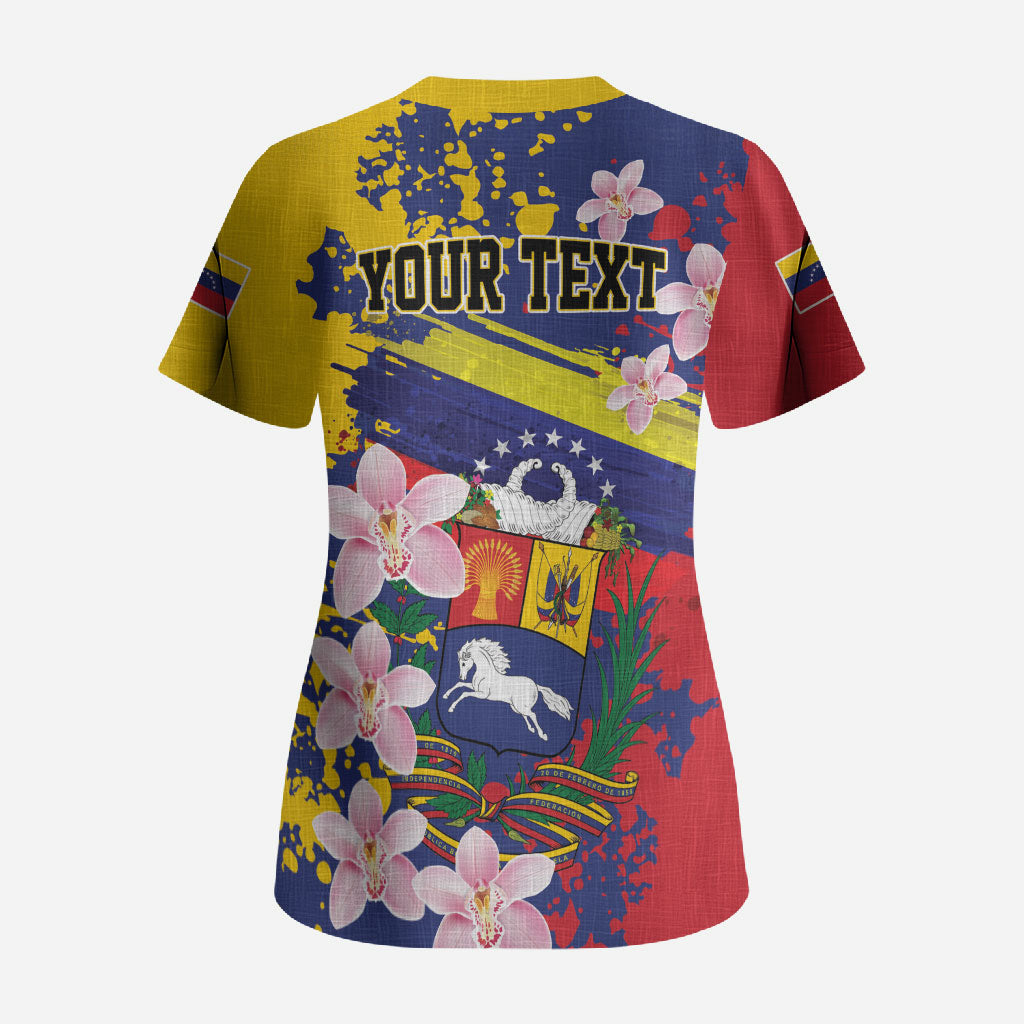 Personalized Venezuela Orchid Cattleya Mossiae Scrub Top Flag Color Inspired