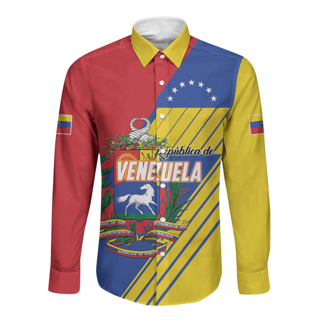Personalized Republic of Venezuela Long Sleeve Button Shirt Flag Color Inspired