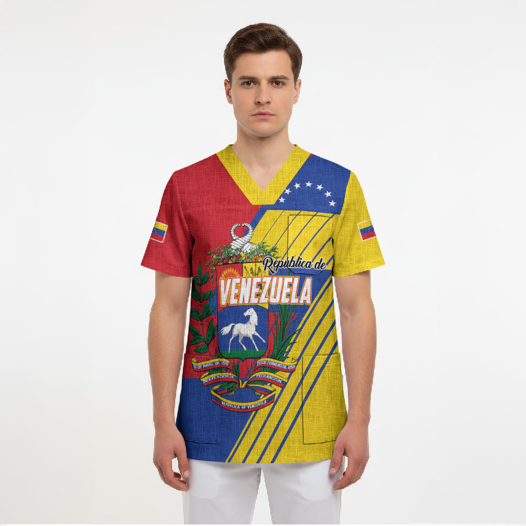 Personalized Republic of Venezuela Scrub Top Flag Color Inspired
