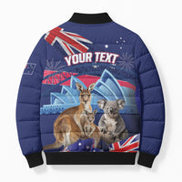 Personalised Australia Kangaroo Koala Bomber Puffer Jacket Aussie Flag Inspired