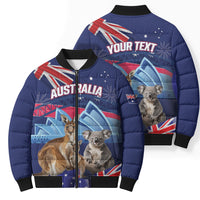 Personalised Australia Kangaroo Koala Bomber Puffer Jacket Aussie Flag Inspired