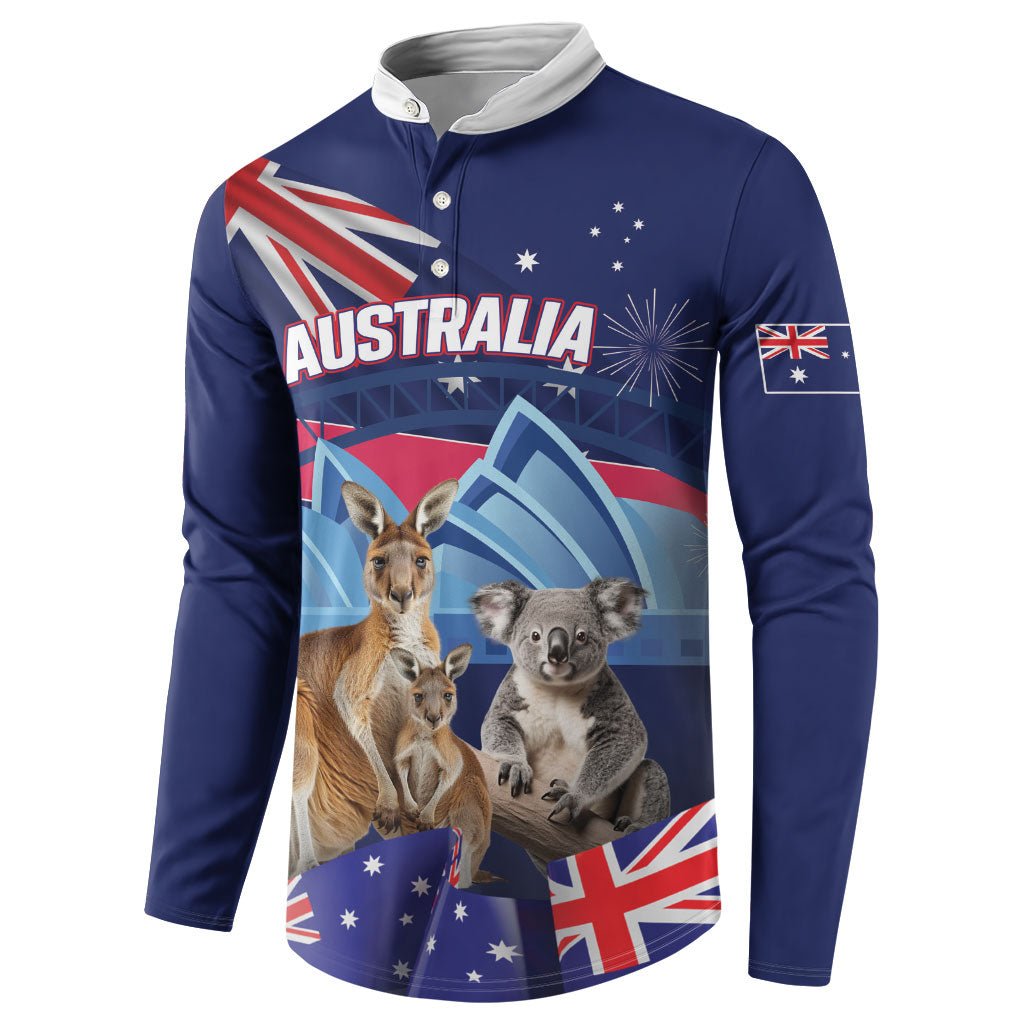 Personalised Australia Kangaroo Koala Button Sweatshirt Aussie Flag Inspired