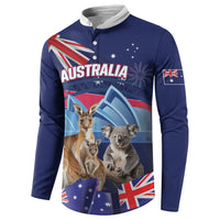 Personalised Australia Kangaroo Koala Button Sweatshirt Aussie Flag Inspired