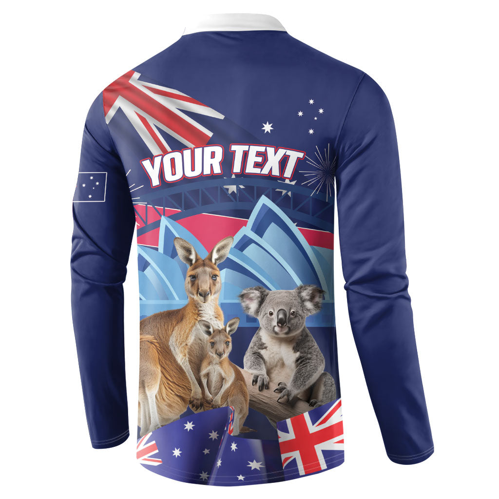 Personalised Australia Kangaroo Koala Button Sweatshirt Aussie Flag Inspired