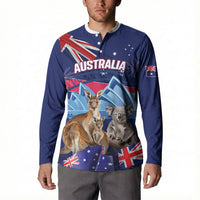 Personalised Australia Kangaroo Koala Button Sweatshirt Aussie Flag Inspired
