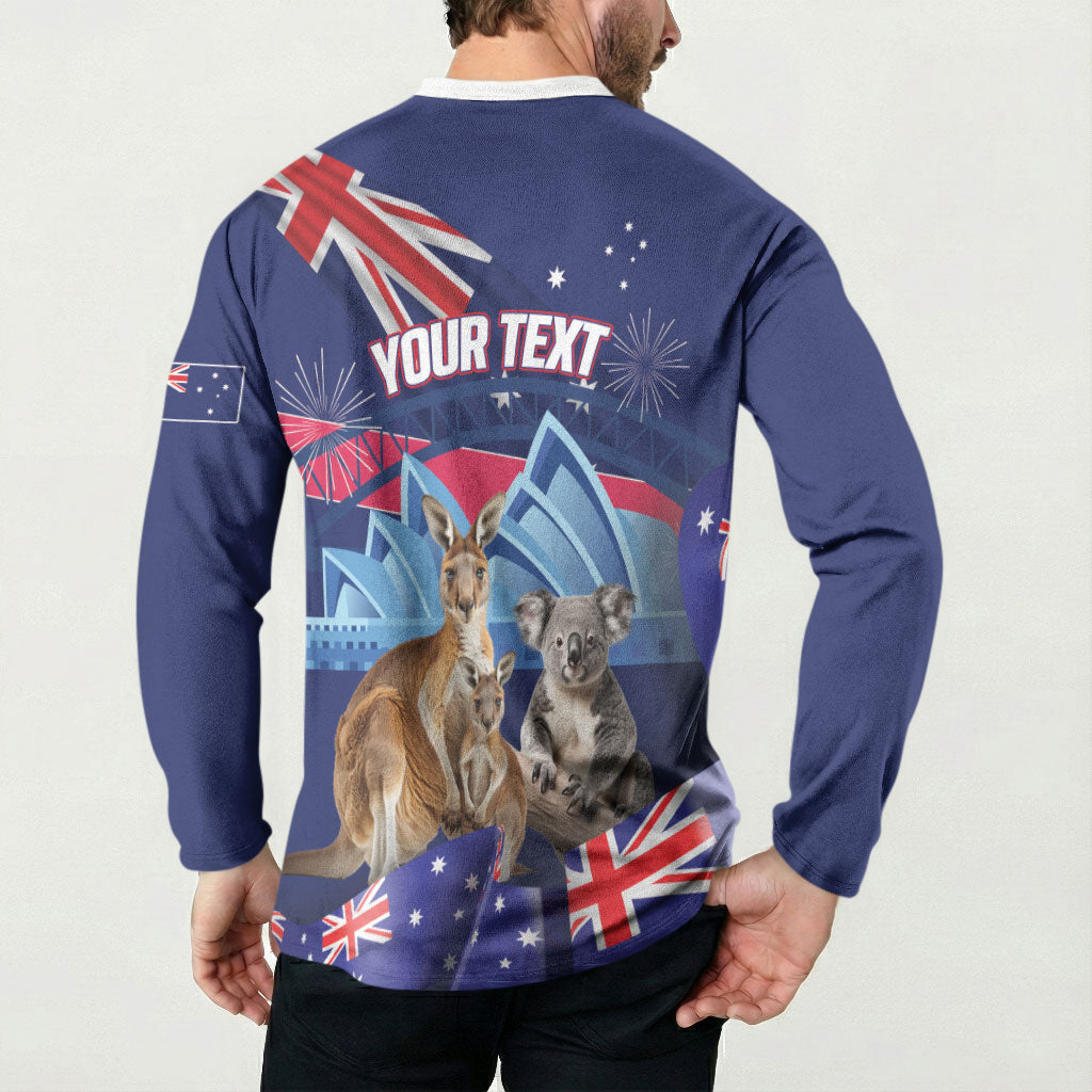 Personalised Australia Kangaroo Koala Button Sweatshirt Aussie Flag Inspired