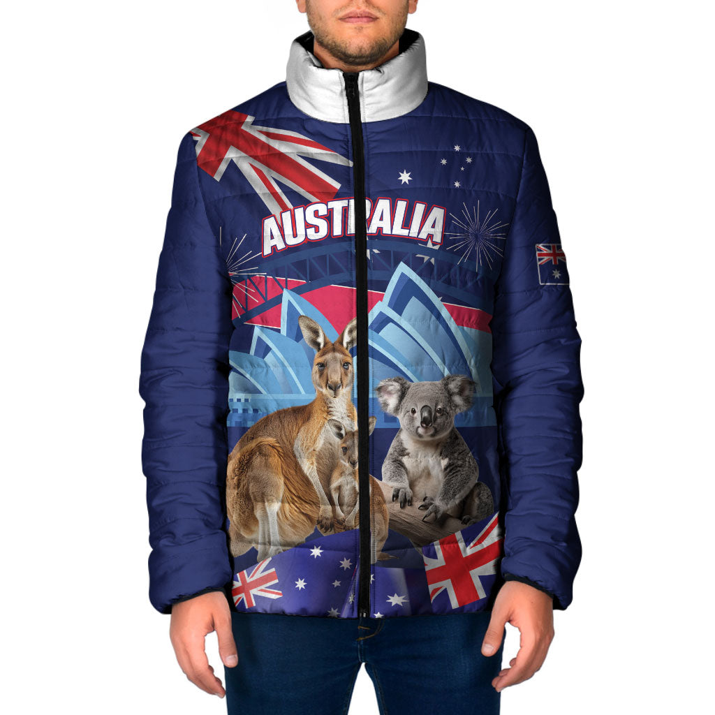 Personalised Australia Kangaroo Koala Padded Jacket Aussie Flag Inspired