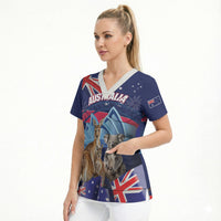 Personalised Australia Kangaroo Koala Scrub Top Aussie Flag Inspired