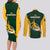 South Africa Rugby Couples Matching Long Sleeve Bodycon Dress and Long Sleeve Button Shirts Springboks Go Champions Protea Pattern - Wonder Print Shop