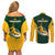 South Africa Rugby Couples Matching Off Shoulder Short Dress and Long Sleeve Button Shirts Springboks Go Champions Protea Pattern - Wonder Print Shop