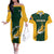 South Africa Rugby Couples Matching Off The Shoulder Long Sleeve Dress and Hawaiian Shirt Springboks Go Champions Protea Pattern - Wonder Print Shop