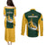 South Africa Rugby Couples Matching Puletasi Dress and Long Sleeve Button Shirts Springboks Go Champions Protea Pattern - Wonder Print Shop